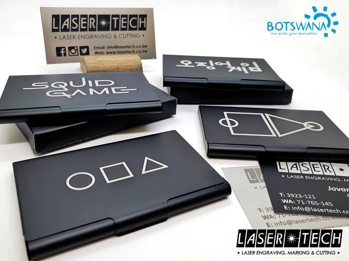 LaserTechBW's tweet image. #SquidGame themed, #LaserMarked, black aluminium #CardHolders now available at #LaserTechBotswana ! 🔴 🟥 🔺️
-
#LaserTechCustoms #LaserEngraved #EngravedMetal #LaserMarking #EngravedAluminium #EngravedCardHolder #CustomEngraving #LaserTech #Botswana #PushaBW #SupportLocal