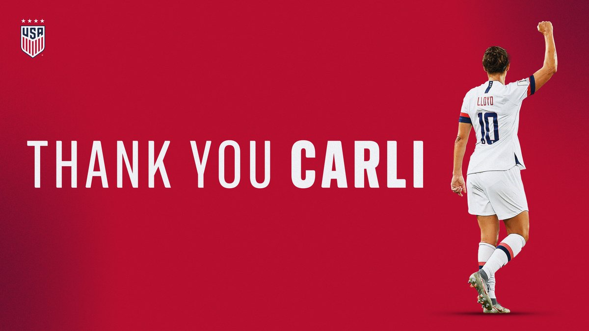 17 years and a career for the ages. @CarliLloyd leaves the field in a #USWNT uniform for the final time. #ThankYouCarli