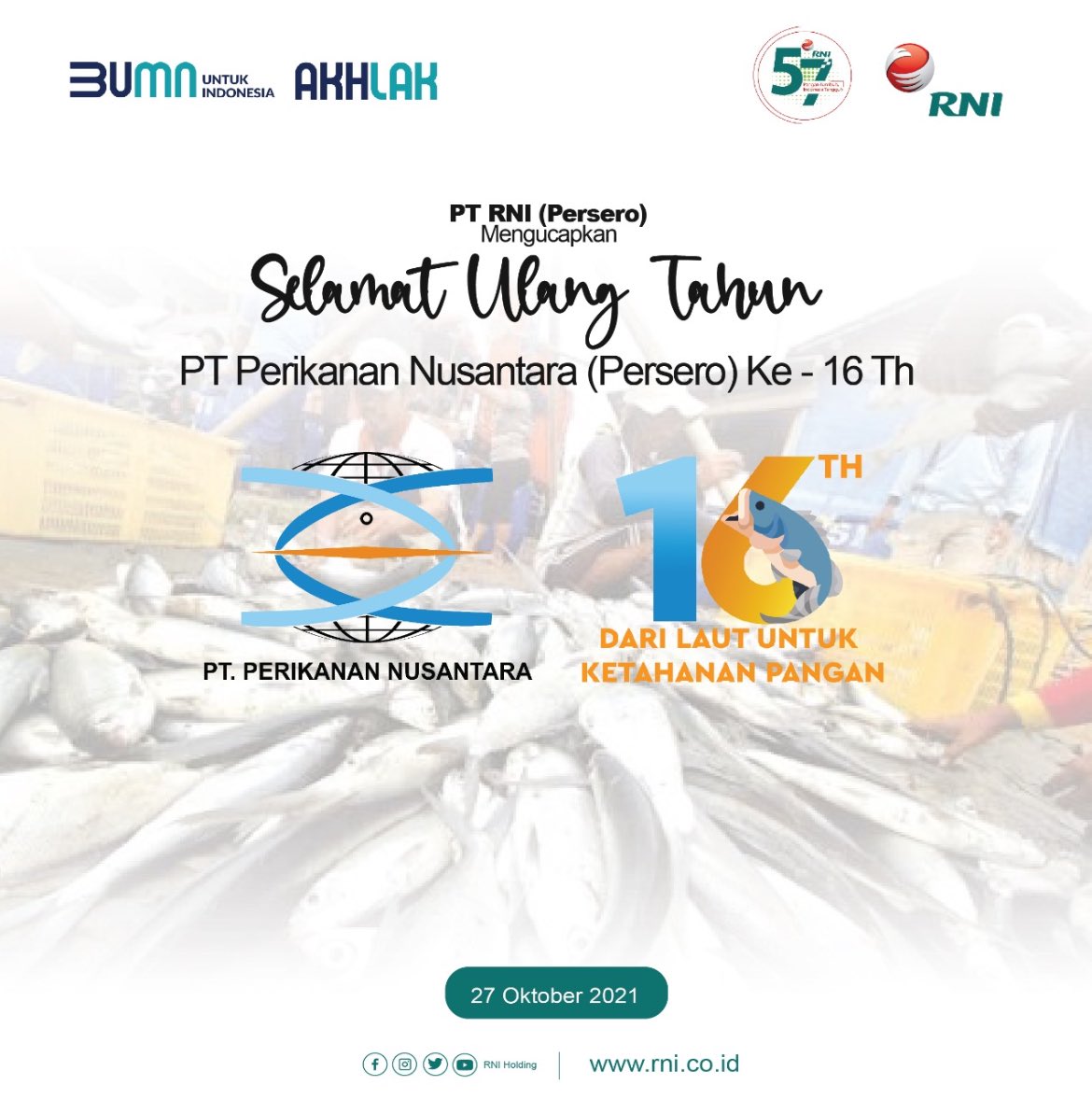 idfood_official's tweet photo. #UlangTahunBUMN
Selamat Ulang Tahun ke-16 PT Perikanan Nusantara (Persero)
Salam sinergi.
#BUMNUntukIndonesia
#BUMNKlasterPangan
#RNIGroup
#HUTPerinus
#BangkitBersama
#IndonesiaTangguhIndonesiaTumbuh
@perinusID https://t.co/ivXz2d4gTr
