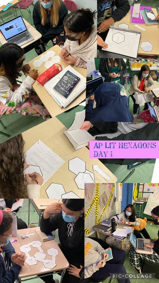 MizMarks's tweet photo. #APLit Skills STR 1.K, 1.L, 1.M. Day 1 of Hexagonal Thinking w/the first 1/3 of @pronounced_ing's Everything I Never Told You. Focused on how events & structure develop characters. Kids had some cozy fun w/literature of merit on pajama day @WJPSPC #marksaplit https://t.co/WDzmSermGF