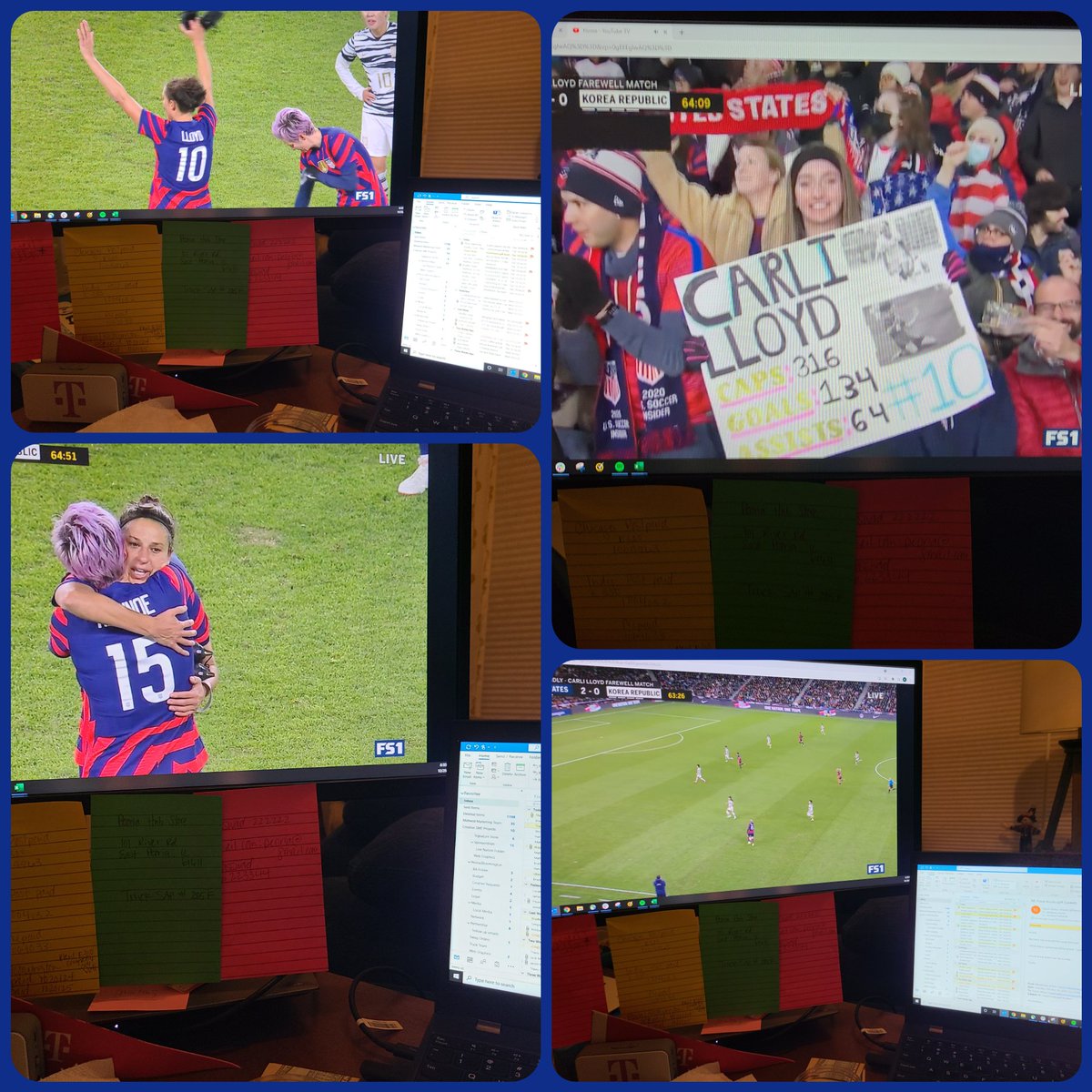 kgcline's tweet photo. When you need to work but you don't want to miss @CarliLloyd last game! I am not 😢!! Congratulations on 16 Yrs! ⚽️🏆 #hero #pavedpath #captain @USWNT 🇺🇸 https://t.co/8CMrygRG9T