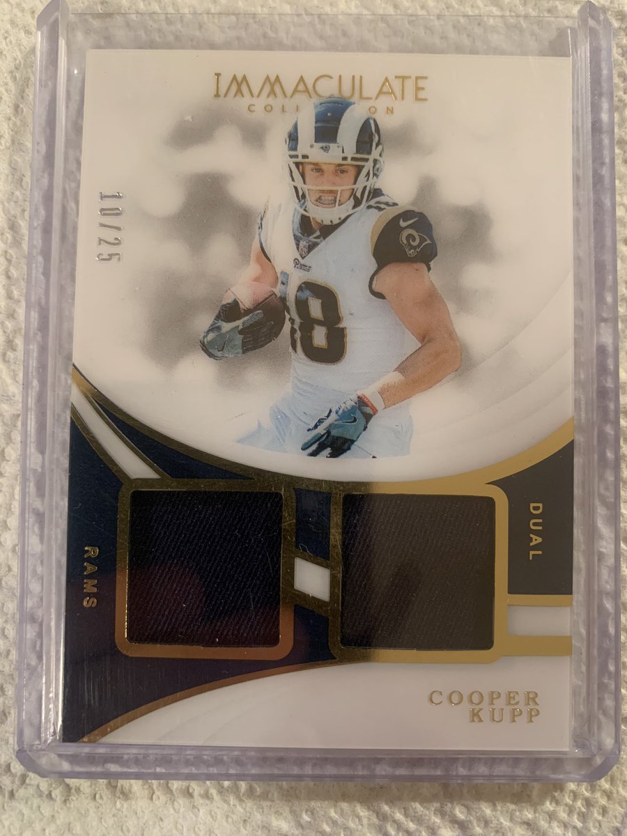 SportCardGuy's tweet photo. $20 (Price Drop)
Cooper Kupp Immaculate Dual Jersey /25 https://t.co/U6mn4gX67Q