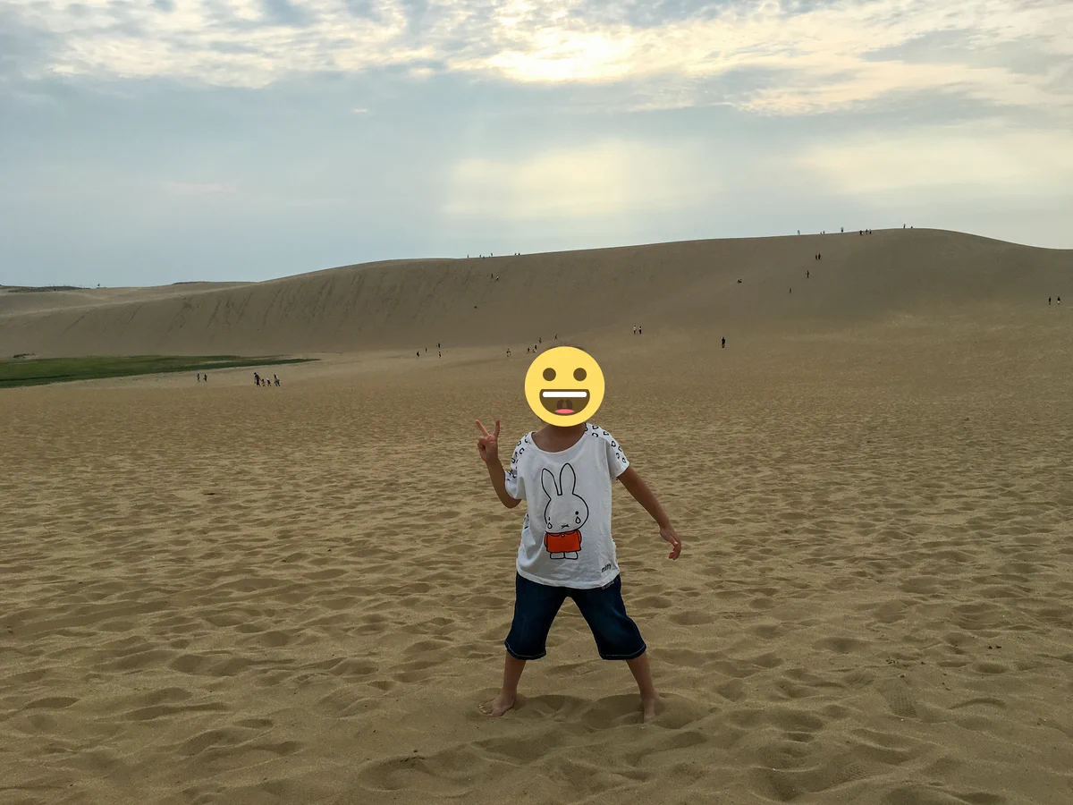 遠くに見える人が植物になってて草。鳥取砂丘が一瞬で緑化しました。