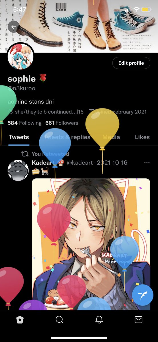 n3kuroo's tweet photo. YOU GUYS ITS SOPHIE DAY EVERYONE CELEBRATE ITS MY BDAYYYYYYYYY https://t.co/zJuA6jY1EK