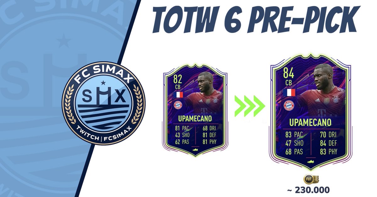 fcsimax's tweet photo. #TOTW6 kommt und er könnte richtig stabil werden! 👌🏽 #fifa22 #fut22 #upamecano #prepick https://t.co/KEojE8s51j