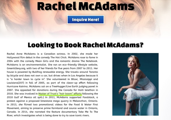 TheHumSum's tweet photo. She's a real star! We spotted MOT in #RachelMcAdams' booking page on Degy Booking's website.
🤩
Rachel took part in our #CleanWaveProgram following the 2010 #GulfofMexicoOilSpill. https://t.co/KOdf3wTbTC