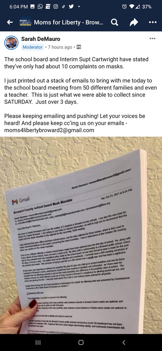 Ninjakel77's tweet image. THIS IS WHAT @M4LBroward did today.  Within a few days, over 50 emails, printed and given to @browardschools 
They don't care, #removethem #itstime @GovRonDeSantis #helpus