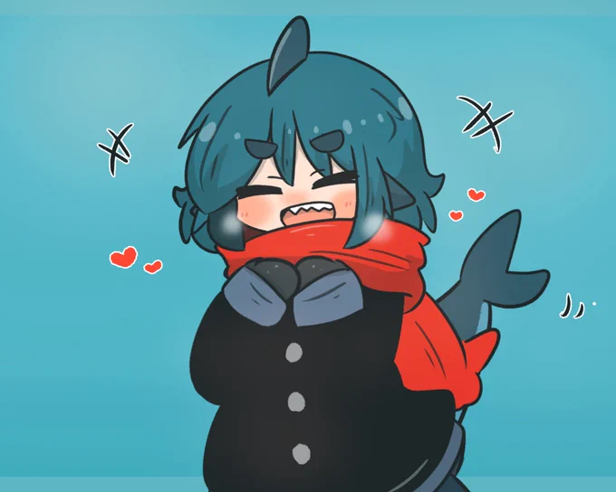 おきにのマフラーで無敵になるフカちゃん🦈 