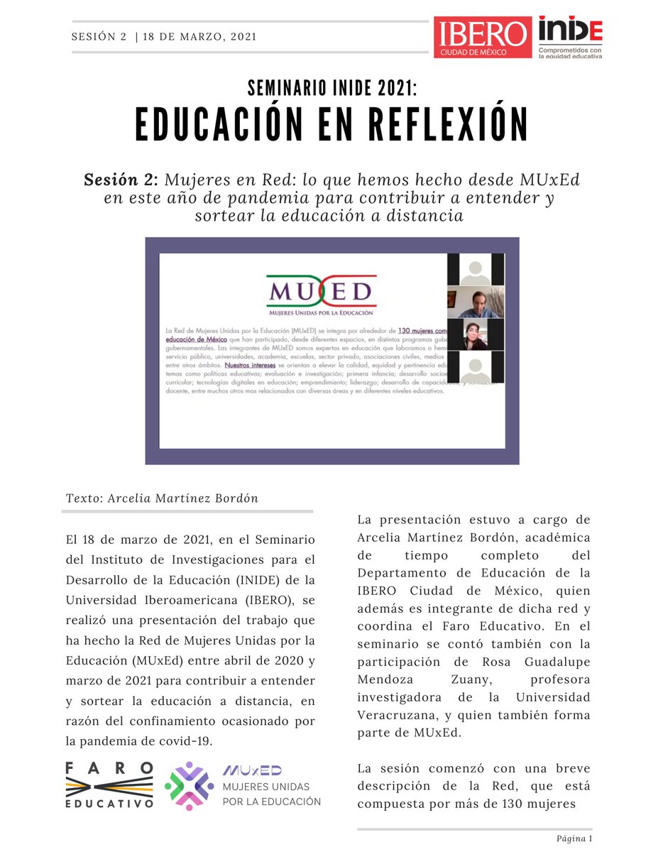 INIDEdelaUIA's tweet photo. #NotaINIDE |¿Te interesa la educación, el #Género y la equidad? Te invitamos a poner la #EducaciónEnReflexión y leer este texto de @arceliambordon, derivado de su presentación del trabajo realizado por @muxed_mx.
⬇️Descarga en pdf: https://t.co/p6QvEowvCj
#CompromisoINIDE 💬 https://t.co/L3elMXvBFc