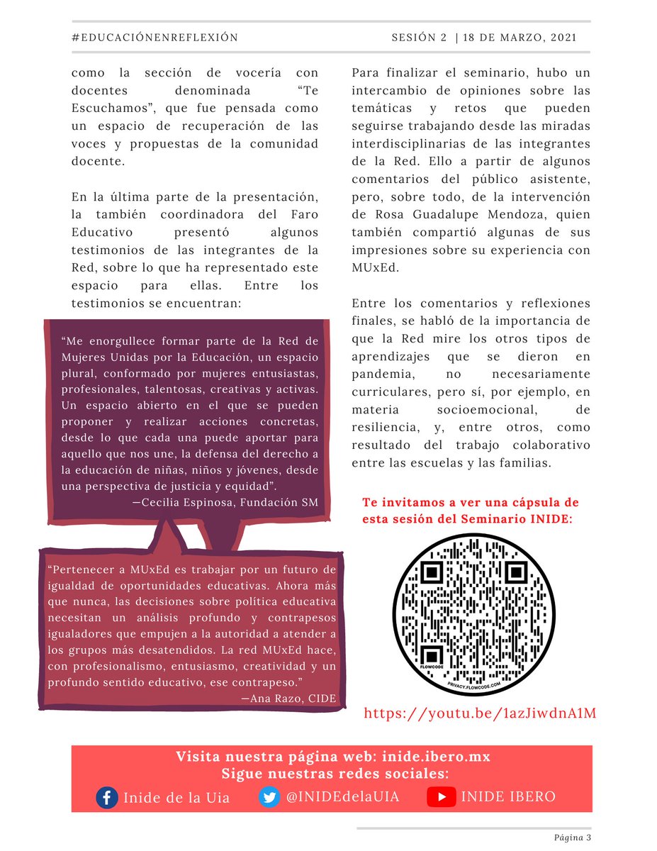 INIDEdelaUIA's tweet photo. #NotaINIDE |¿Te interesa la educación, el #Género y la equidad? Te invitamos a poner la #EducaciónEnReflexión y leer este texto de @arceliambordon, derivado de su presentación del trabajo realizado por @muxed_mx.
⬇️Descarga en pdf: https://t.co/p6QvEowvCj
#CompromisoINIDE 💬 https://t.co/L3elMXvBFc