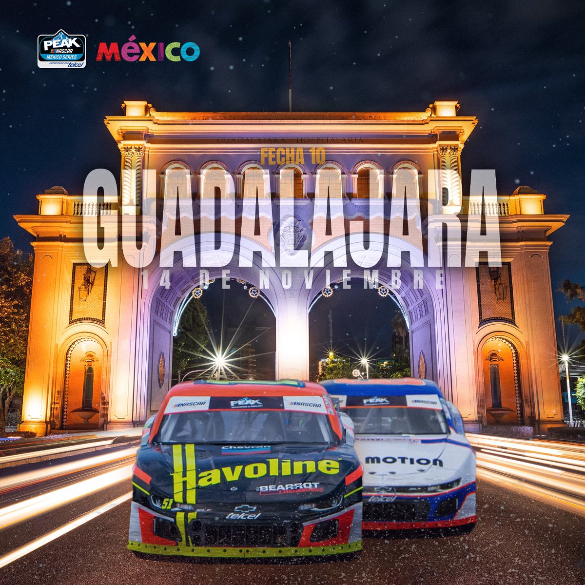 Desde 2019 que no corremos en Guadalajara, pero eso se termina el 14 de noviembre, cuando #NASCARPEAK regrese a la acción en el Trióvalo Internacional de Cajititlán.

No te pierdas nuestras publicaciones en redes sociales para conocer próximamente más detalles de la carrera.