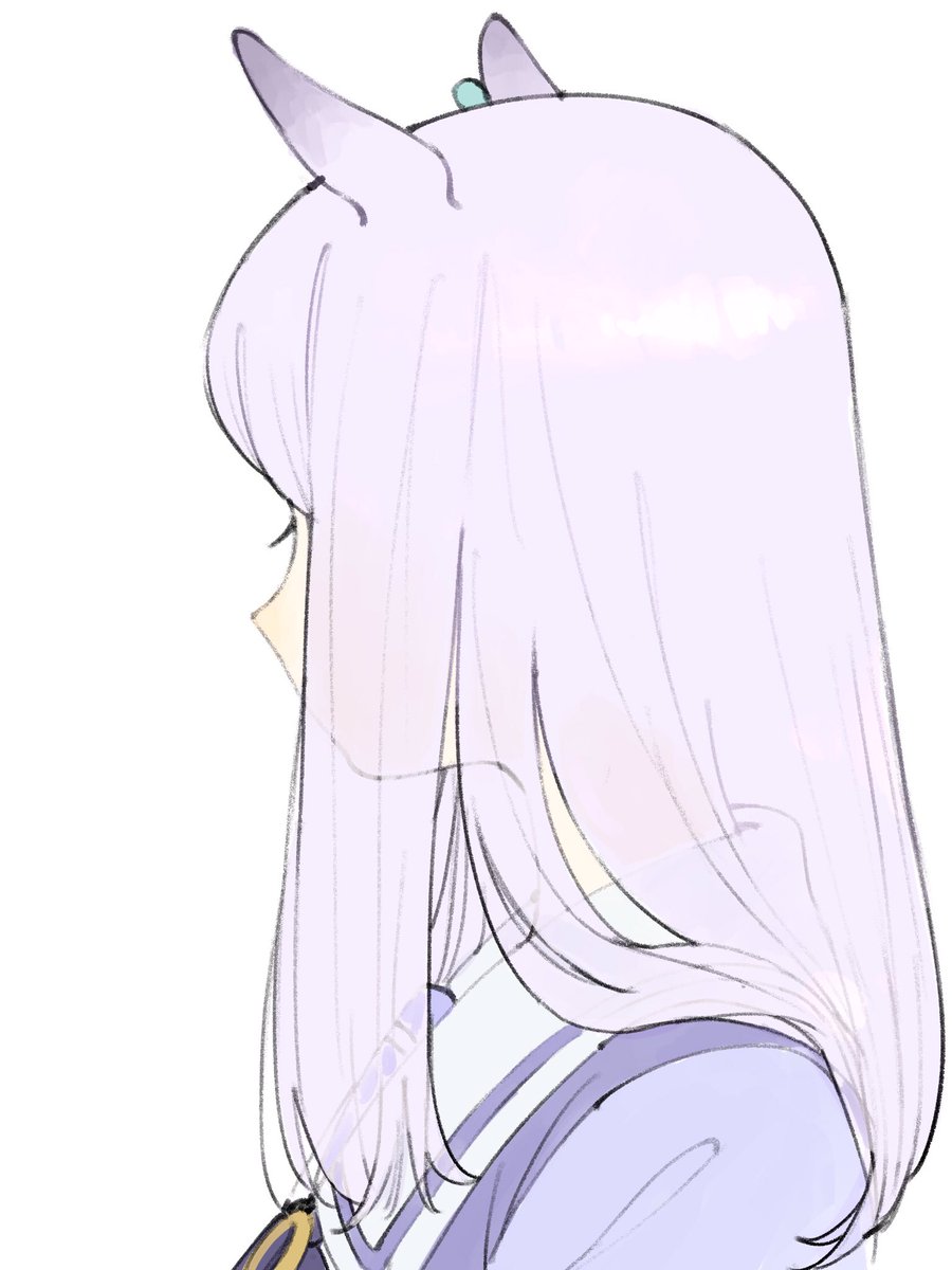 mejiro mcqueen (umamusume) 1girl solo animal ears long hair horse ears white background purple shirt  illustration images