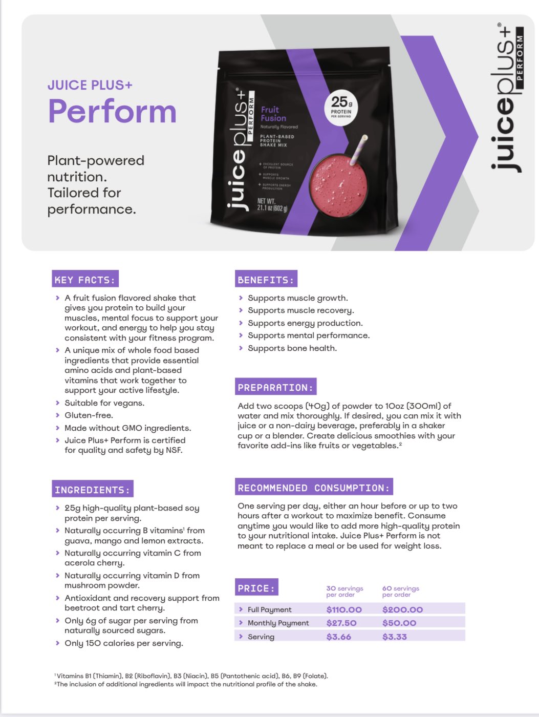 Juice Plus+ Perform – protein performance shake 