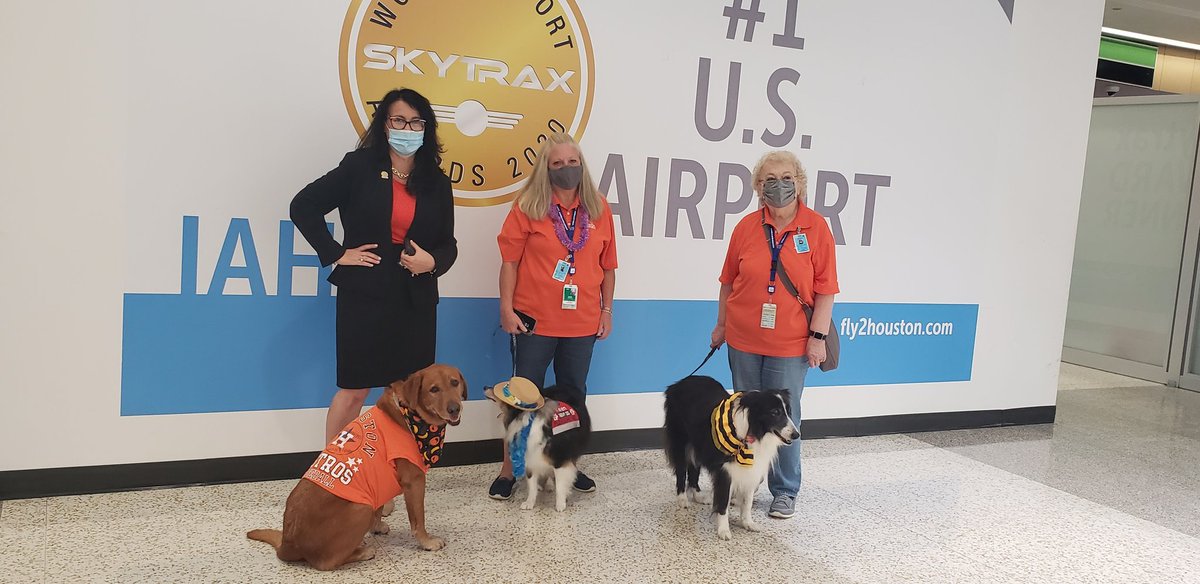ellaghica's tweet photo. Absolutely adorable @APTherapyDogs #IAHTherapyDogs #CustomerServiceTeam #AirportAmbassadors #Customerexperience #AirportFun #HoustonFriendly #WorldSeries2021 @sgsryd https://t.co/VcOFlSaUoe