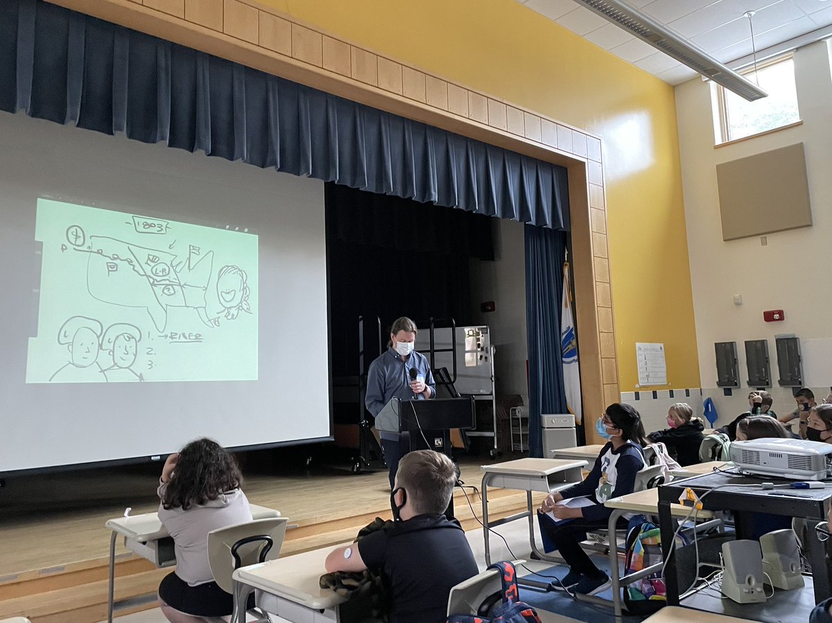 MacALibrary's tweet image. Outstanding author visit from @MrNathanHale today — grades 5 and 4 (attending virtually) were super impressed with his ability to tell and draw a good story. (Thunderclappers!) Thanks, @WellesleyBooks , for making this possible. @MacArthurEagles @MissBarresi @mrsbruosta
