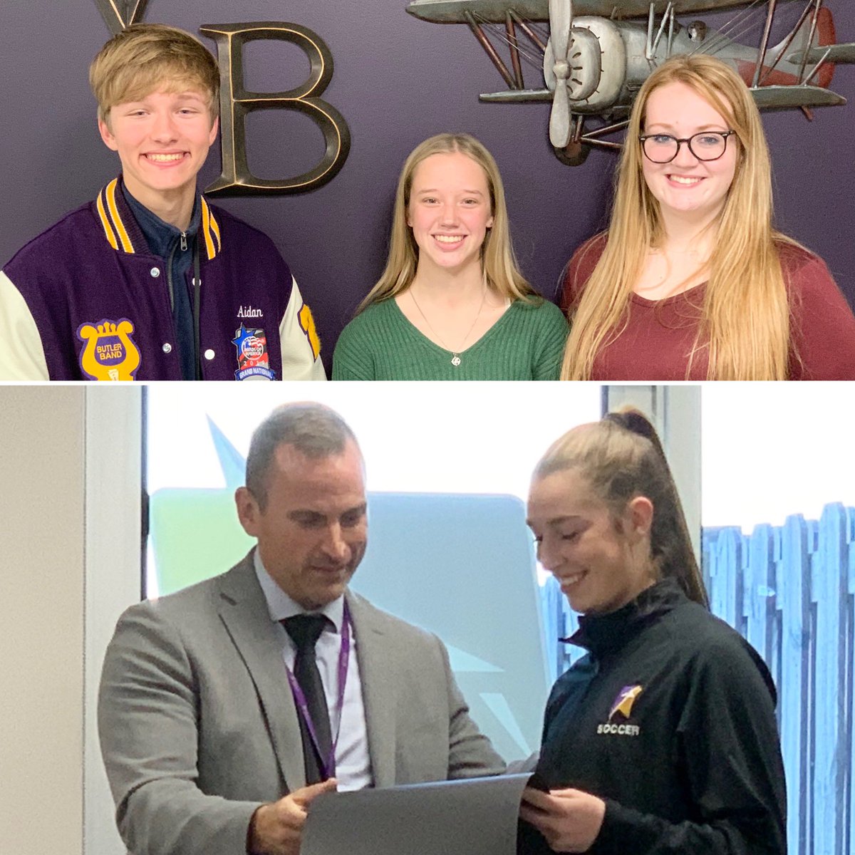 Thank you to Aiden, Autumn, and Molly for their wonderful High School Happenings about our Fine Arts programs at today’s Board mtg and congratulations to Evan for receiving an Aviator Achievement Award for her being 11th all time in OHSAA career shutouts and 14th in career saves!
