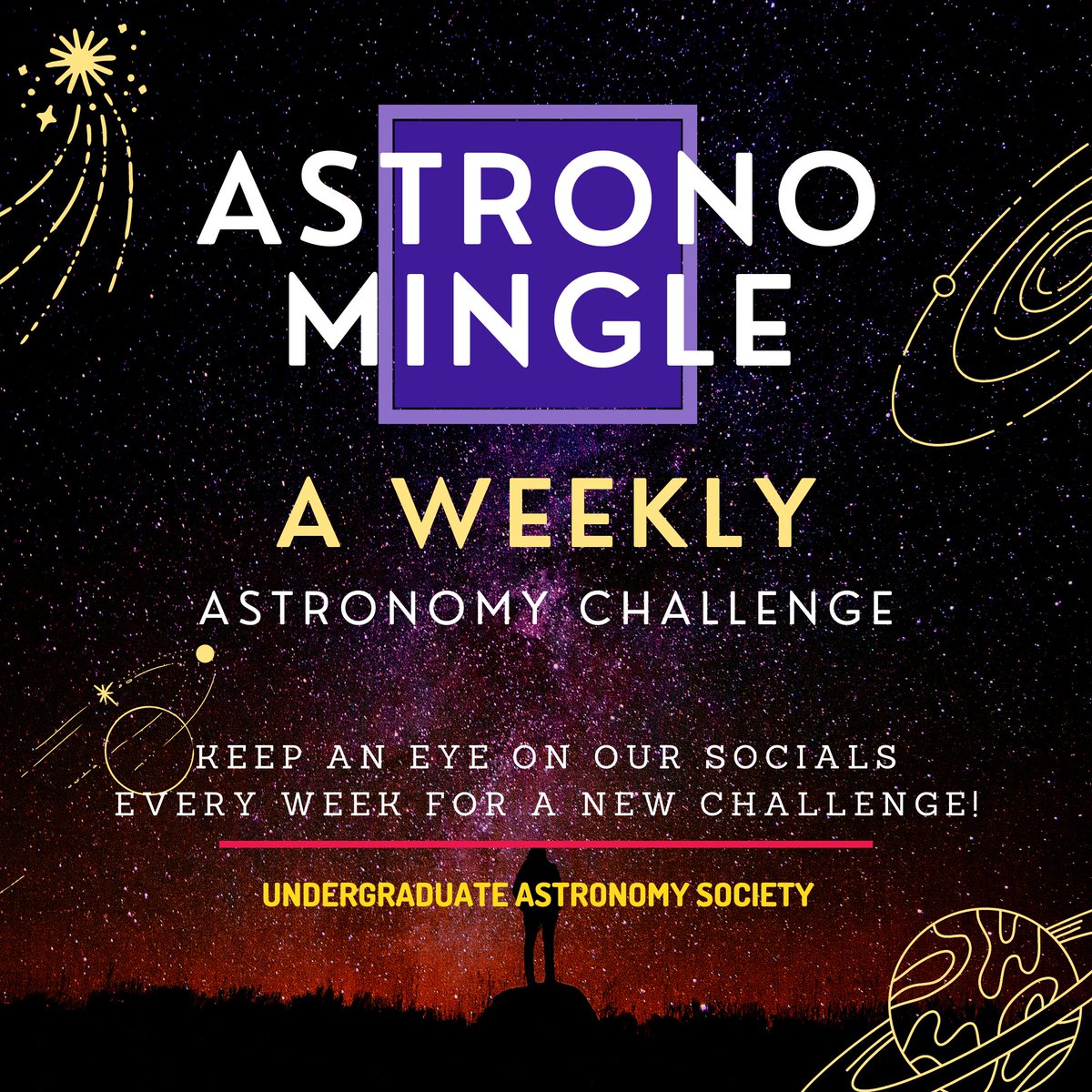 Every week we will put up a question to which you may respond on Instagram, Twitter or on our Discord. Just tweet at us with the hashtag #astronomingle! Astronomingle - the first step we take together on this journey to explore the stars. #UAlberta #space #astronomingle