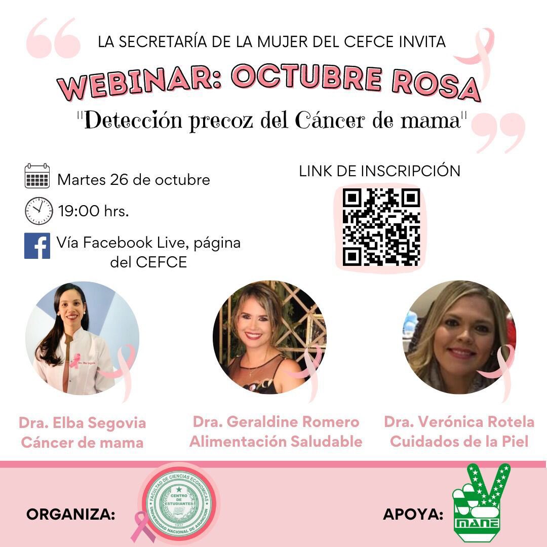 cefceuna's tweet photo. 🔴 ESTAMOS EN VIVO 

Link de la charla: 
https://t.co/WCYRo5V8VT

Les esperamos 👋🏻💚
#OctubreRosa 💓 https://t.co/TrNANHqSsK