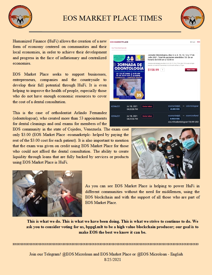 EOSPGLMLT_BP's tweet photo. #EOS Talk about the intrinsic value of EOSIO. What is the worth 2 keep educated professionals in the community? Brain drain of an area is the death sentence 4 that area. Below, we use #HuFi to empower professionals to sell their products on credit. We all win.
@EOS_Bees @EOS_io https://t.co/TerK0TL9hT