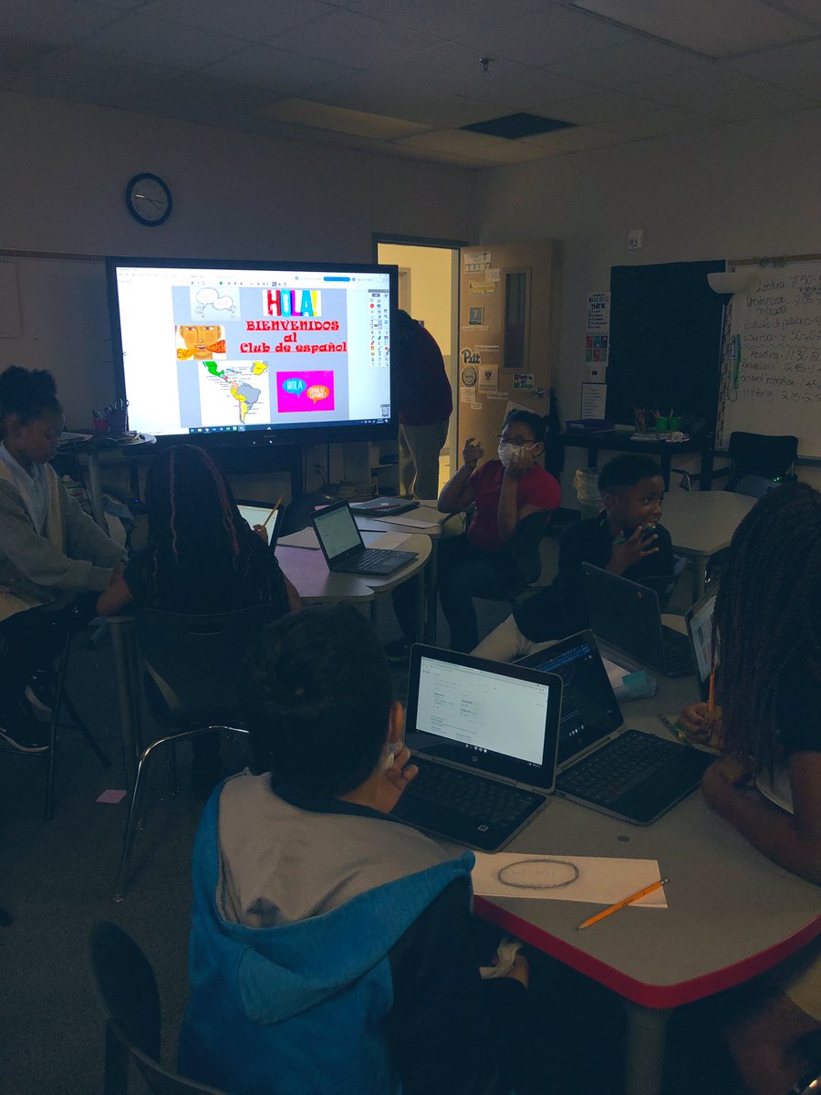 Laurml's tweet photo. With enough interest/begging from my English speaking Ss in my monolingual class, I FINALLY decided to act on an idea I’ve had for years! 
👇🏽
Today was day 1 of #5thgrade Spanish Club!
@McW5thLintelman @McWhorterES
•
They’re so excited!
@CFBElem_Bil_ESL
#bilingual #kidsdeserveit https://t.co/0IGc8I6mm1