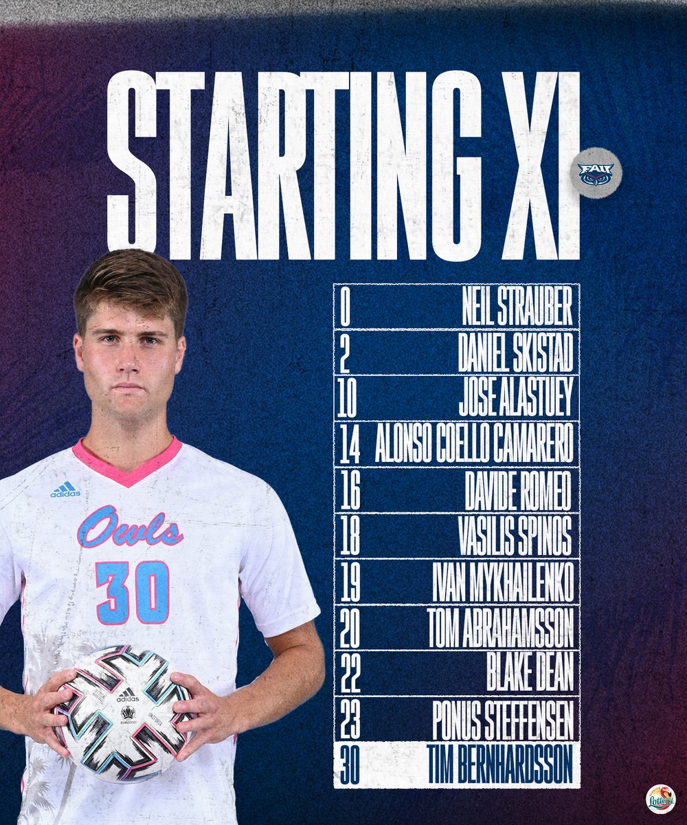 FAUMSoccer's tweet photo. The starting XI leading us off at UNF ⤵️

📊 https://t.co/bj49AGZgdI
💻 https://t.co/ljaUrhRoqy https://t.co/5Tsucd296z