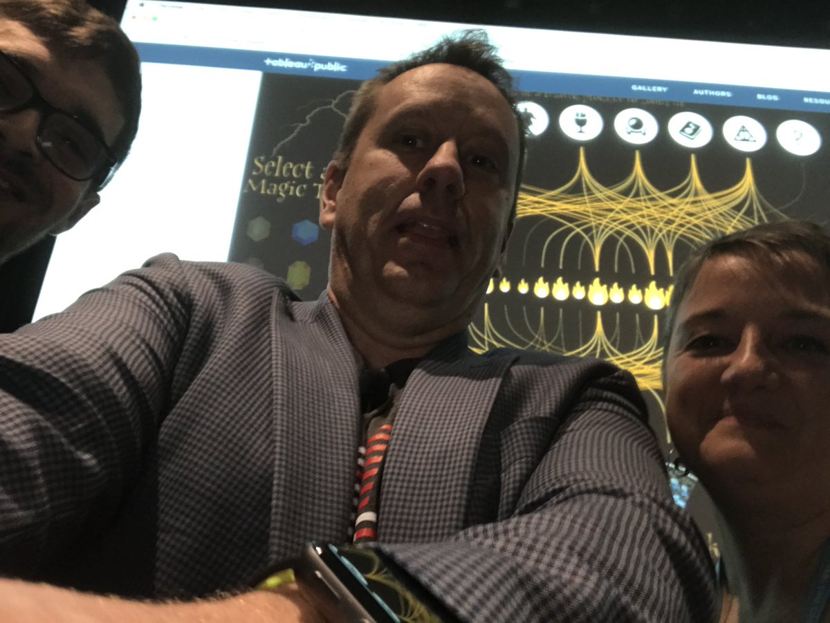 kirkmunroe's tweet photo. @FlerlageKev @tableau Maybe the worst ussie ever but fun with @mmadigan23 during our #data18 presentation with the amazing @ItSauvageau and her famous Harry Potter viz. Hopefully we can make it three live ones in a row next year Mike! https://t.co/4xWRwaDNpy