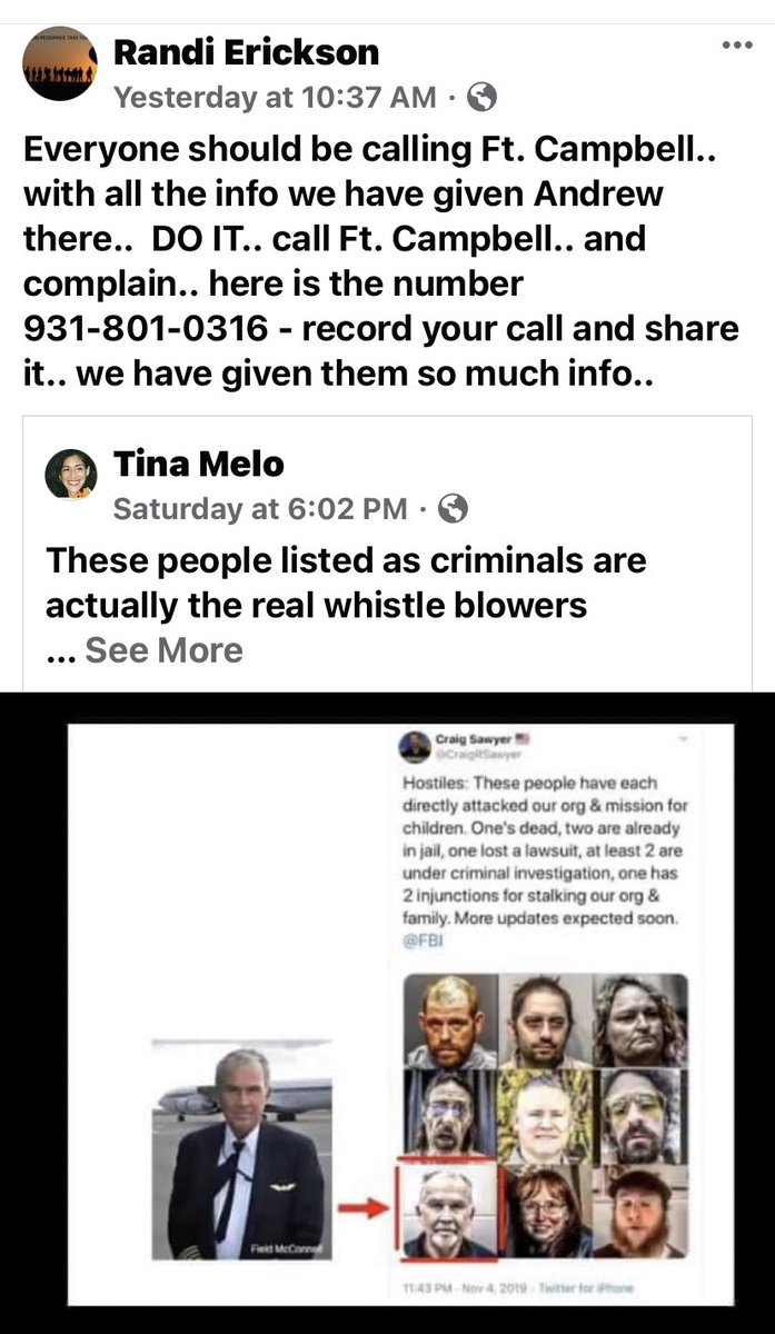 VerigoKennLove's tweet photo. #TheHighCommand #TimHolmseth #TaskForce #RandiErickson has had it out for US veteran #CraigSawyer for what seems like yrs..donโt show their alleged evidence.. now apparently they are prompting ppl to call FT Campbell to report him? Holmseth fleeing LE warrant @FBIMinneapolis https://t.co/doejdL9x6a