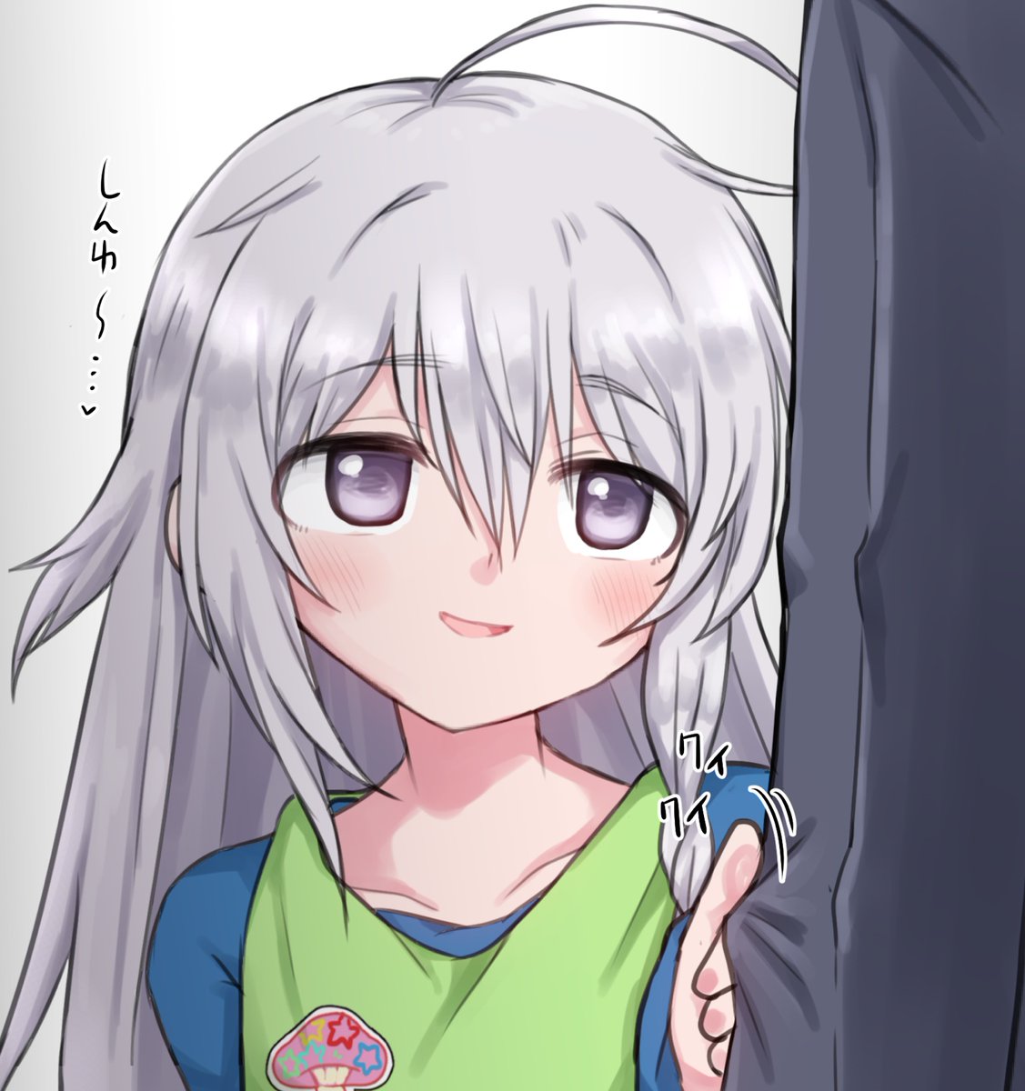 hoshi syoko 1girl ahoge long hair grey hair blush smile solo focus  illustration images