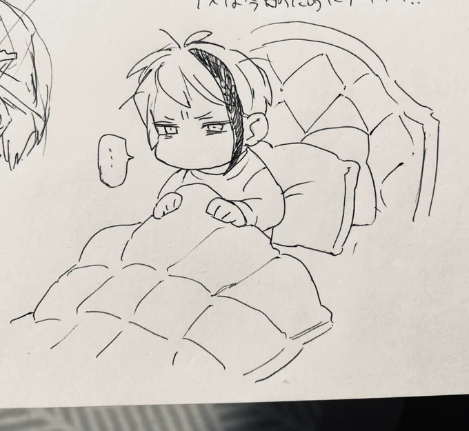 朝の一発描き
寝覚め悪いジェ 
