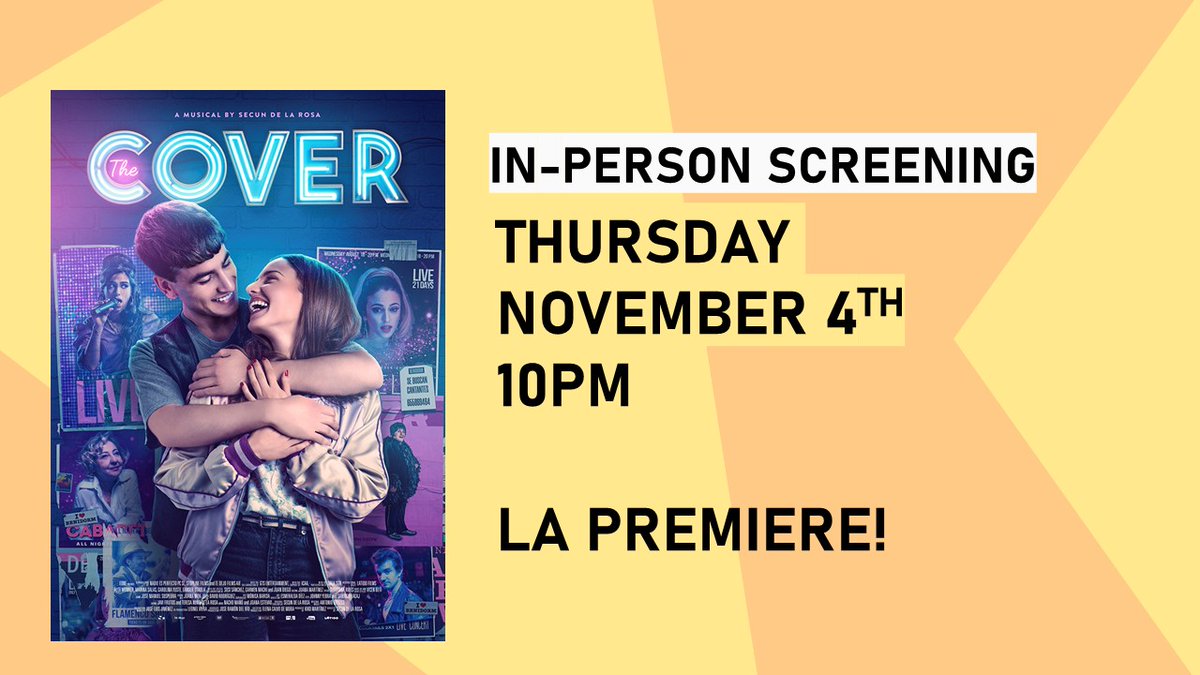 SAVE THE DATE! NOVEMBER 4
#recentspanishcinema OPENING NIGHT 
🎬THE COVER  #ElCover
🎥@secundelarosa
🎭Àlex Monner &amp; Marina Salas 
FREE screening at Los Feliz 3 Theatre in LA
Tickets at bit.ly/3vz97w1