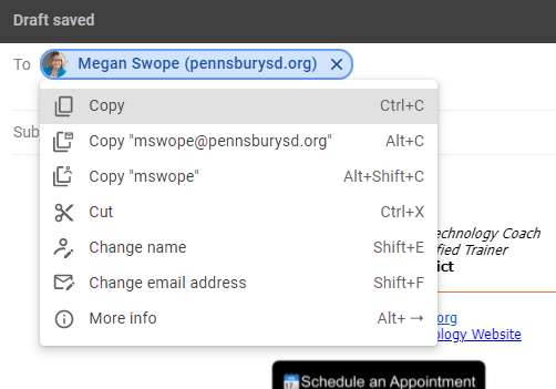 megswope76's tweet image. This is new in #Gmail!  Type in a contact and the right-click on their name.  Look what happens!!!