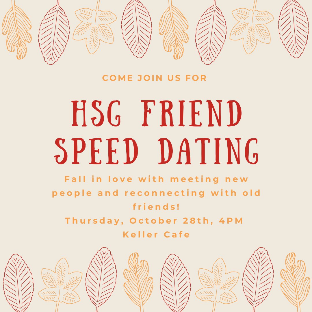 HSG_UChicago's tweet photo. Limited Seats Remaining: Register now for HSG Friend Speed Dating and join us for some fun socializing in the Harris Cafe this Thursday!

Link to register: https://t.co/SEZ1KEAhxW

@harrispolicy @harris_stulife #friendspeeddating https://t.co/lxhP2wyeb4