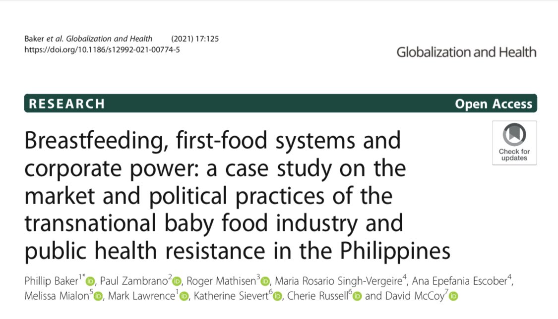 MathisenRoger's tweet image. The #Philippines illustrates the continuing battle for worldwide Code implementation and how the baby food industry uses and adapts its market and political practices to promote and sustain formula markets. The industry’s political practices require much greater scrutiny.