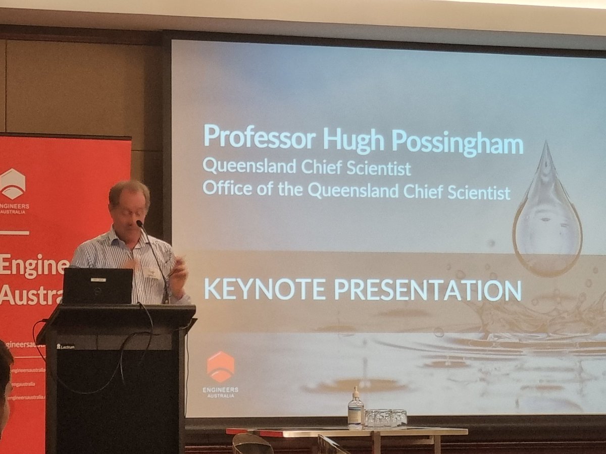 ereharrison's tweet photo. Thanks for the keynote by @HugePossum
@EngAustraliaQLD &amp;
QWP's Water Symposium

So many important to feed water engineers &amp; modellers minds

Equality, biodiversity, climate change, energy https://t.co/2yIxMWm89z