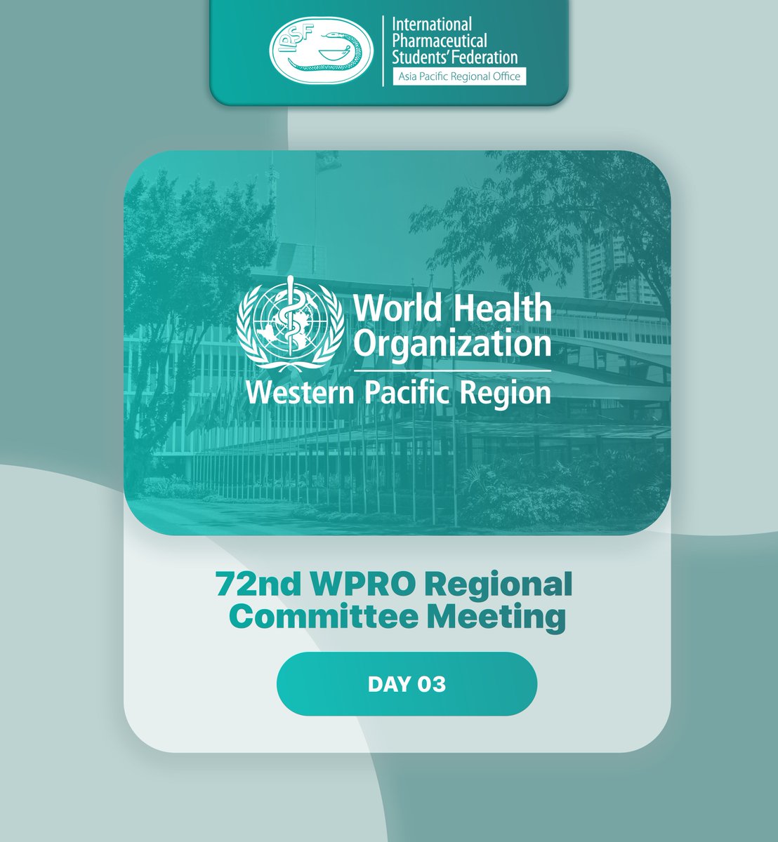 IPSFAPRO's tweet photo. Head’s up APRO-ers!
Day 3 of @WHOWPRO #RCM72 has commenced. Track the latest updates here as we deliver pertinent tweets that our healthcare leaders discuss!
#WHOWPRO
#IPSFAPRO
#IPSForg https://t.co/1D01fz935M