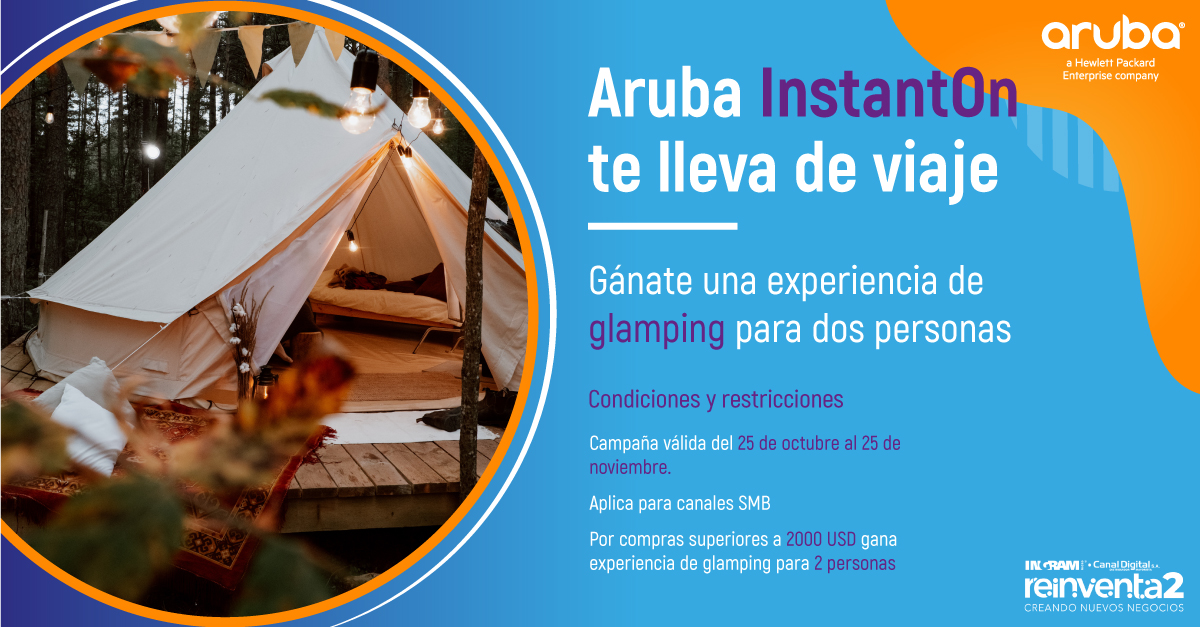 IngramMicroCO's tweet photo. Compra #ArubaInstaOn para tu empresa y gana una experiencia única de glampling para dos personas.
Participa desde el 25 de octubre hasta el 25 de noviembre del 2021
*Aplican términos y condiciones
#ViajaConIngram #AliadoIngram #InstaOn https://t.co/txtvdcLwlS