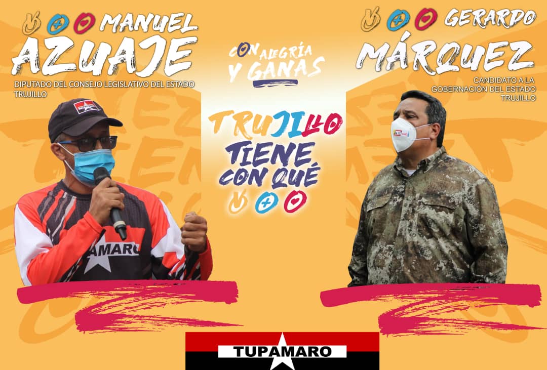 Conozcamos a los candidatos de la Patria. Movimiento Revolucionario Tupamaro en Alianza del #GPPSB  en una verdadera unidad rumbo a la victoria este #21N .<a href="/Gerardo4fPsuv/">Gerardo Márquez</a>- Candidato a la Gobernacion del Edo. Trujillo <a href="/azuajemanuelmrt/">Manuel Azuaje</a> el legislador del pueblo #TrujilloTieneConQue