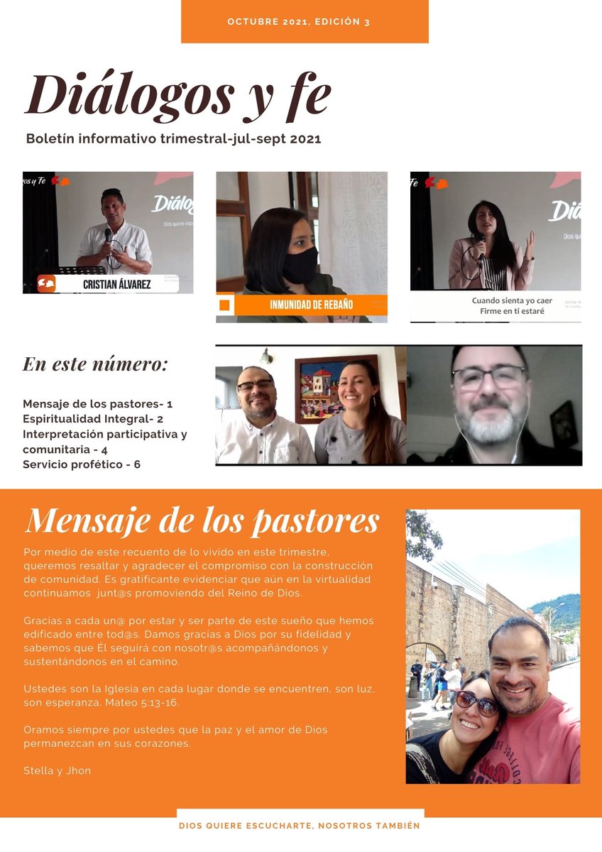 dialogosyfe's tweet photo. Amig@s y herman@s, tenemos el gusto de compartir el balance trimestral de nuestras acciones en cumplimiento de nuestra misión. Les invitamos a tomar unos minutos para vivir este encuentro y retroalimentarnos con sus comentarios. #DialogosYFe #DiosQuiereEscucharteNosotrosTambién https://t.co/yTumyqbq1B