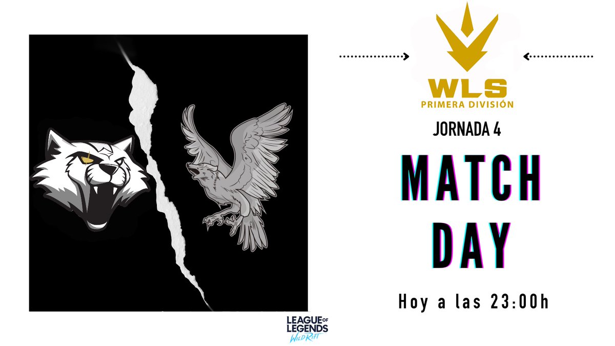 RavenWolfeSport's tweet photo. #MatchDay | #WildRift 

[🏆] Jornada 4 de @WLS_ULG 

[🆚] @Wygers 
 
[🗓️] Hoy las 23:00h

#HuntingNight https://t.co/zh2olDw33O