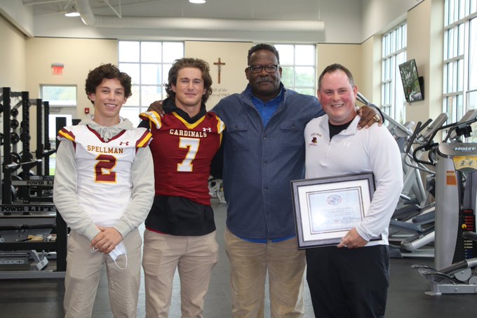 Congrats to Coach Kahn Chace of Cardinal Spellman, the New England Patriots Week 7 Coach of the Week.

Story bit.ly/3pFUOop #playfootball