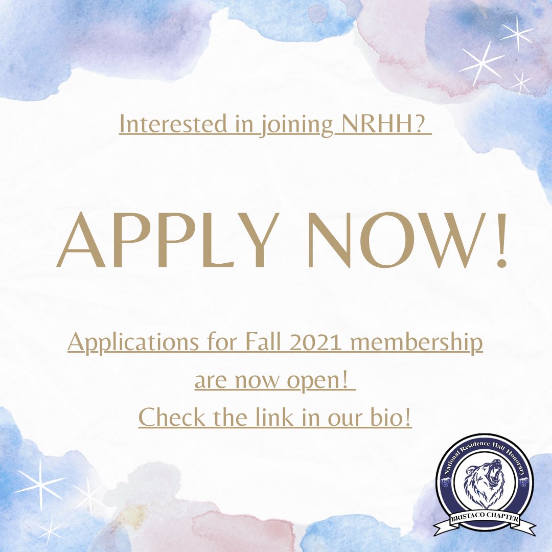 NRHHBSU's tweet photo. We’re still accepting applications for new members until November 10th as well! Click the link below to learn more!

https://t.co/18Ee3IX8MV https://t.co/ponf5I5WGY