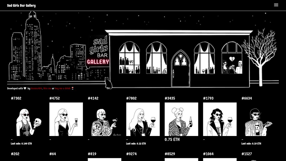 0ceans404's tweet photo. I built a bespoke gallery for the @sad_girls_bar community. Check it out 🖤 https://t.co/jACO7O7Z7T #drawsgb https://t.co/Sfmsi4Uhxv