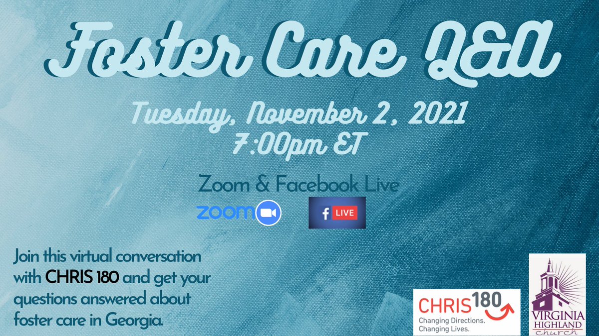 vahichurch's tweet photo. Join us NEXT Tuesday, November 2nd @ 7:00pm for a virtual conversation with CHRIS 180 about foster care in Georgia. Register: https://t.co/r3sNyReXkp https://t.co/X1eIk13mX3