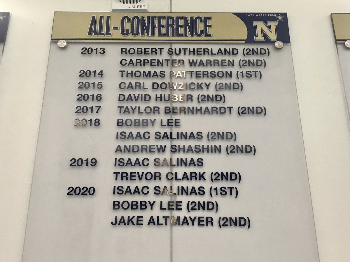 NavyWaterPolo's tweet photo. Love adding new names to the All-Conference board, who is going to be next? #gonavywp🇺🇸 @AltmayerJake https://t.co/JwsFVdu9mW