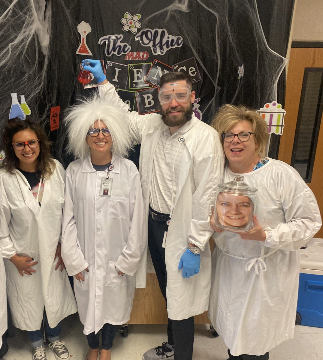 EESPRIDE's tweet image. The office staff as Mad Scientist tonight at our Monster Math and Mad Scientist Night!
