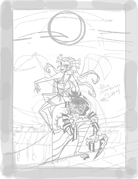 and for funsies, this is what the process looked like!!
it usually goes: sketch -> cleanup -> rough colors -> final