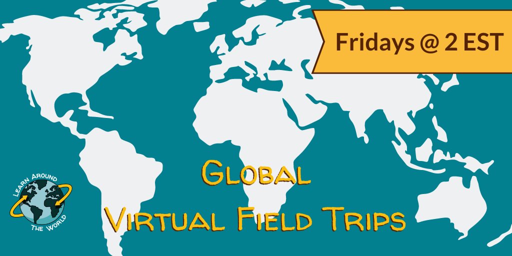 Global #virtualfieldtrips for free by @learnATW Join the #GEOshow on Fridays @ 2:00 EST #3rdchat #globaled #flatclass Search upcoming events at bit.ly/2ZhVo0x
