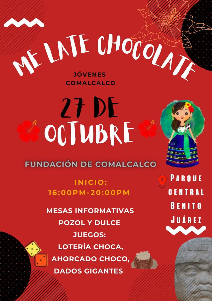 OvidioPeraltaS's tweet photo. En el marco de las celebraciones por el 194 aniversario de la fundación de nuestro querido #Comalcalco, les invito a ser parte del evento #MeLateChocolate con diferentes actividades para toda la ciudadanía. Felicito a Jóvenes Morena Comalcalco por esta iniciativa. https://t.co/mwhMsMLUyB