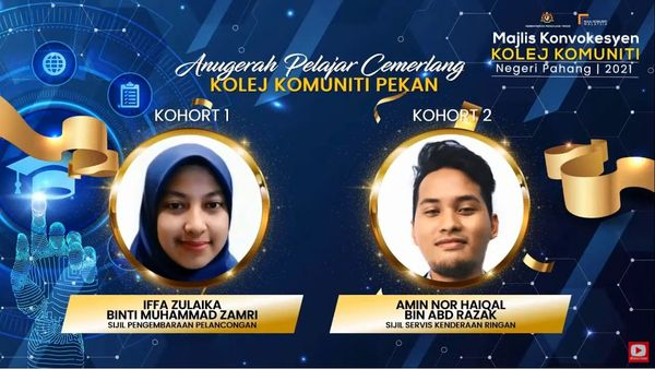 KKPekan's tweet photo. 𝘼𝙉𝙐𝙂𝙀𝙍𝘼𝙃 𝙋𝙀𝙇𝘼𝙅𝘼𝙍 𝘾𝙀𝙈𝙀𝙍𝙇𝘼𝙉𝙂 𝙆𝙊𝙇𝙀𝙅 𝙆𝙊𝙈𝙐𝙉𝙄𝙏𝙄 𝙋𝙀𝙆𝘼𝙉
Syabas diucapkan kpd Saudari Iffa Zulaikha binti Muhamad Zamri dari Program Sijil Pengembaraan Pelancongan dan Saudara Amin Nor Haikal bin Abd. Razak dari Program Sijil Servis cont- https://t.co/ksiKb591sp