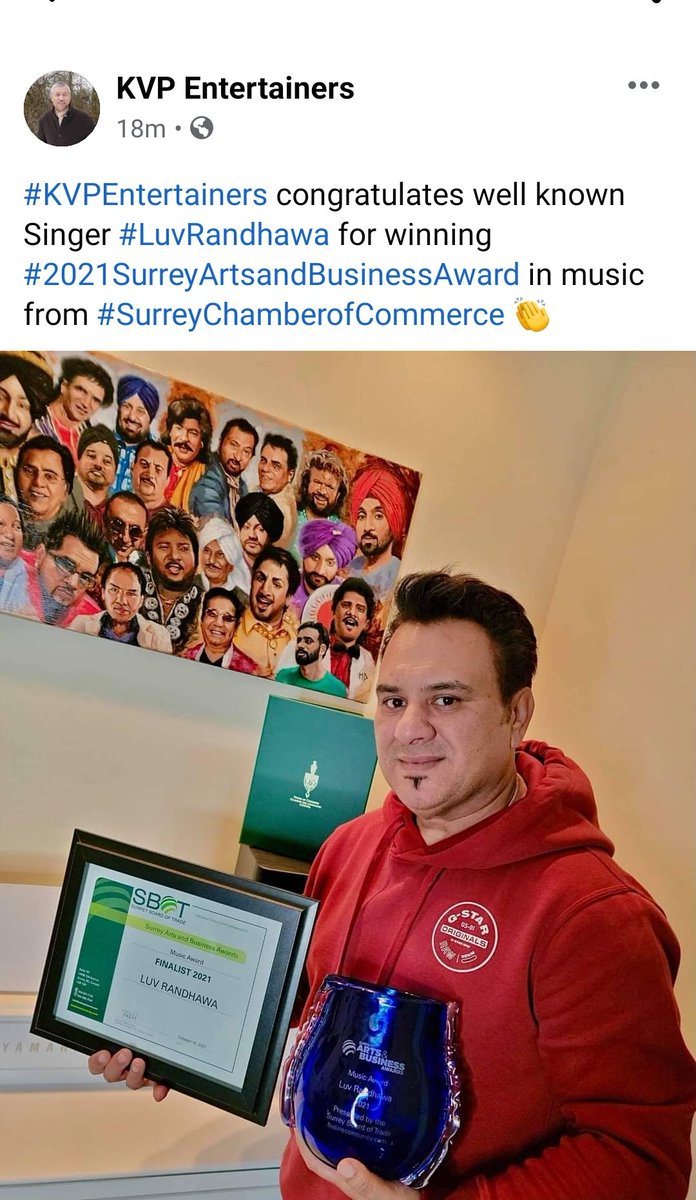 Thank you so much <a href="/kamal_kvp/">Kamal Sharma</a> #KVPENTERTAINERS Your Support &amp; Best Wishes, mean the world too me! Appreciate the support of the Community/ Fans/ <a href="/SBofT/">swrbot</a> <a href="/KwantlenU/">KwantlenU</a> <a href="/anitahuberman/">Anita Huberman</a> <a href="/TomZillich/">Tom Zillich</a> <a href="/SurreyNowLeader/">Surrey Now-Leader</a> <a href="/DalDilvog/">Dal Dilvog</a> for bestowing me with this honor Truly Over the Moon!